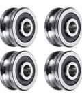 SG25 U Groove Track Guide Bearings Featuring 8mm Inner Bore And 30mm Outer Diameter With 14mm Width Crafted From Gcr15 Steel To Roll Like Butter On Heavy Duty Motion Control And Linear Rail Sets - Set of four bearings.