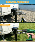 Badass Trailer Jack Drill Adapter Featuring Half Inch Square Drive compatible with power drills and ratchets shown in use.