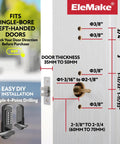 Mechanical Door Lock With Handle Keypad Entry Left Handed Lever Lock For Single Hole Doors Keyless Access Not Deadbolt Easy Install Breezy And Durable Steel Construction illustration of installation measurements and features.