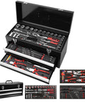 1118 Piece Mechanics Tool Set With Heavy Duty 3 Drawer Metal Tool Box, Portable Home And Auto Repair Kit, Complete Socket Set, Wrenches, Screwdrivers, Pliers And More, Black
