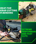 Badass Cordless Rebar Bender and Cutter Crushes Heavy Steel Tasks Fast Using One Brushless Motor and 36V Multivolt Battery in use on job site.