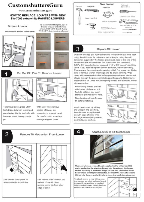Solid Hardwood Shutter Louver Replacement Kit Five Pack Includes Sturdy Spring Loaded Pins And Brass Screws To Fix Busted Exterior Shutters Quick With Smooth Extra White Paint Finish Built Tough For Your Next Weekend Diy Home Repair Project, installation guide with step-by-step instructions.