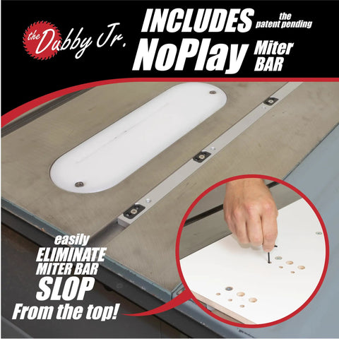 Rock Solid Left And Right Side Cutoff Sled Combo Pack For Table Saw Delivers Dead Square Miters And Flawless Ninety Degree Woodworking Cuts With Quick Dial Angle Guide on table saw with NoPlay miter bar.