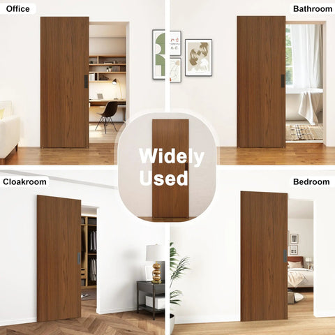 42 By 84 Inch Concealed Sliding Barn Door With Soft Close Mechanism And Heavy Duty Track System in modern rooms like office, bathroom, cloakroom, and bedroom.