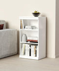 Versatile Modular Storage Shelf With Three Adjustable Shelves Stackable Closet Organizer Featuring Clean Trim Solid Backing Easy Peasy Setup For Ultimate Home Organization Game Changer in white showcasing books and a vase.