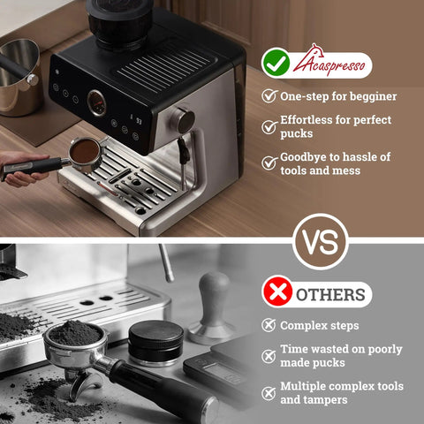 One Touch Auto Grind Espresso Machine With Smart Dosing And Brushed Stainless Steel Finish, easy use comparison with traditional tools.
