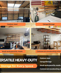 Examples of Heavy Duty Wood Organizer Lumber Rack Wall Mount Cantilever Shelves Tough As Nails 3 Level in various workspaces.