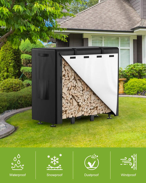 Outdoor Firewood Rack With Cover And Heavy Duty Wood Storage For Firewood Waterproof Logs Holder For Patio