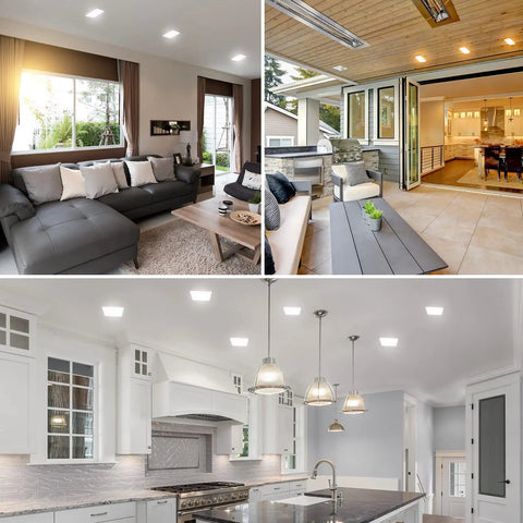 Square 6 Inch LED Flush Mount Ceiling Light Fixture 15W 3 Color Temp Switchable 3000K 4000K 5000K in living areas