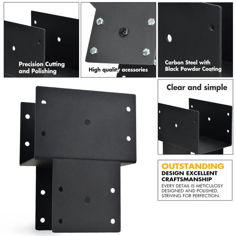 Two Pack Heavy Duty 4x4 Post Brackets For Exterior Wood Posts And Beams Internal 3 Point 5 By 3 Point 5 Inches Fits Gazebo Deck And Patio Posts Beefy Steel Powder Coated Black Weatherproof And Rust Resistant