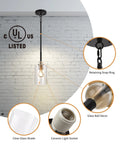 UL Listed Glass Pendant Light With E26 LED Bulb Adjustable Height Antique Brass Hanging Light Dope Modern Gold Pendant