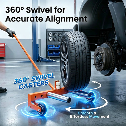 Adjustable Heavy Duty Tire Wheel Dolly Featuring A Rock Solid 500 Lb Capacity Galvanized Steel Build with 360° swivel for easy tire movement.