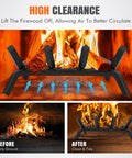 14 Inch Fireplace Log Grate With Ember Retainer Heavy Duty Steel Firewood Rack showcasing high clearance and airflow