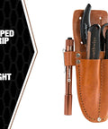 5 Piece Cable Splicing Kit With Spring Loaded Scissors LED Pen Light And Durable Leather Pouch For Fast Accurate Cable Prep And Clean Splices with pouch and tools