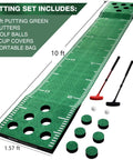 Indoor Putting Green Mat Set With Adjustable Putters, 2 Balls, 12 Hole Covers, Golf Training Mat For Home And Office Display