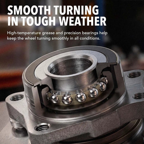Heavy Duty Front Wheel Bearing And Hub Assembly Pair With Abs Connector Built Like A Tank For Chevy Trailblazer Gmc Envoy Buick Rainier And Ascender Models, showing precision ball bearings and steel casing.