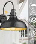 Dusk To Dawn Sensor Farmhouse Barn Light, No Fuss Auto On Off Outdoor Wall Lantern for Porch Patio Garage, Anti Rust Sconce