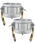 2 Pack 2 Inch Lightweight Cam Lock Fittings Type DC With Brass Handles For Water Or Oil Flow Systems A380 Aluminum Construction Corrosion Resistant Dust Cap