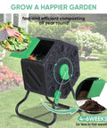 Heavy Duty 18.5 Gallon Tumbling Compost Bin Outdoor With Sliding Door For All Season Gardens And Yards Waste Black Built To Last In Any Weather And Boosts Fast Efficient Composting With Flip Action