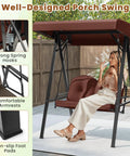 Two Person Patio Porch Swing With Adjustable Canopy Heavy Duty Metal Frame Comfy Cushions Outdoor Garden Swing in Backyard