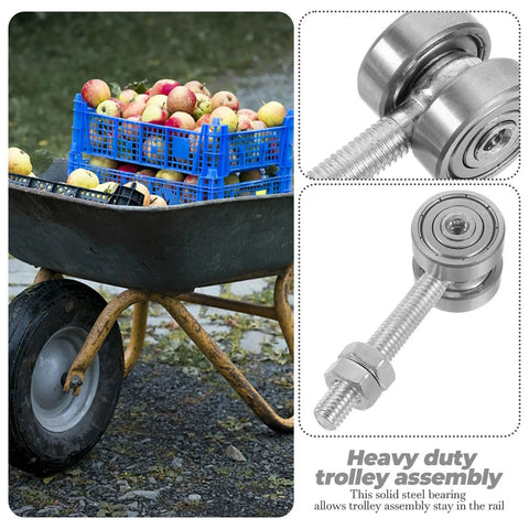 Heavy Duty Sliding Door Roller Trolley Assembly With Dual Precision Sealed Bearings Smooth As Butter Operation For Barn And Patio Doors Hassle Free Zero Jitter Gliding Hardware Kit Supporting Up To Fifty Kg Load with heavy duty steel bearing.