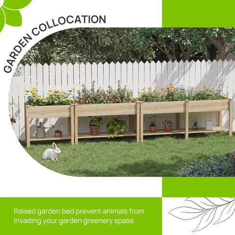 Raised Wood Planter Box On Legs With Storage Shelf For Vegetables Flowers And Herbs Outdoor Garden Bed, natural finish