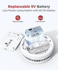 Replaceable 9V battery for Built Tough Smoke Detectors With Replaceable Batteries Featuring Dual Wave Sensing For Lightning Fast Alerts.