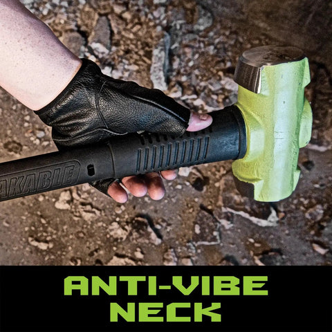 Person holding Soft Face Sledge Hammer 24 Inch 6 Lb Head Built Tough For Demolition Workhorse with ergonomic handle and anti-vibe neck