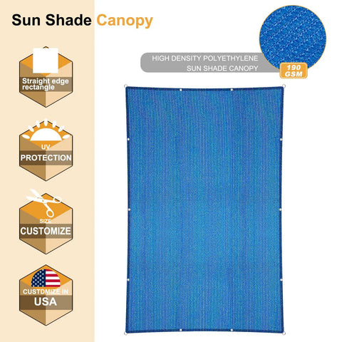 Blue Sun Shade Sail 3 Ft By 7 Ft Straight Edge With Grommets UV Blocking And Water Permeable Canopy Cover for Patio Garden