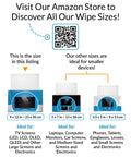 iCloth XL Screen Cleaning Wipes by Amazon; three sizes: 9x12 in, 5x7 in, 3.5x5 in for TVs, laptops and phones.