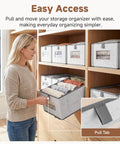 Top Shelf Fabric Storage Bins With Clear Mesh Windows And Tough Pull Handles Level Up Your Closet Game In Clean Grey Four Pack for easy organization.