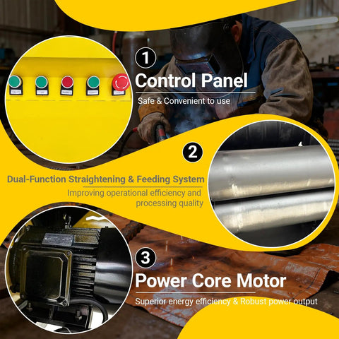 Heavy Duty Rebar Straightening And Cutting Machine 6 To 14mm Scrap Rebar Straightener control panel, feeding system, power motor