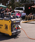 3500 Watt Portable Inverter Generator with Quiet Technology and CO Shield at outdoor tailgating event, 2300 running watts