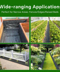 Heavy Duty Weed Barrier Landscape Fabric 2.8 Ft By 50 Ft Ground Cover used in various garden applications like raised beds and pathways