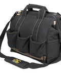 Heavy-Duty 30-Pocket Multi-Compartment Tool Carrier, 13-Inch, with quick-access vertical pockets and zippered side panel in rugged nylon