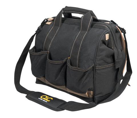 Heavy-Duty 30-Pocket Multi-Compartment Tool Carrier, 13-Inch, with quick-access vertical pockets and zippered side panel in rugged nylon