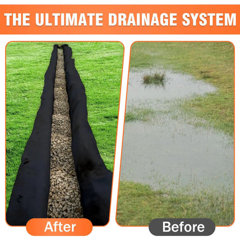 6oz Non Woven Geotextile Fabric 3 Ft By 50 Ft Heavy Duty PET Geotextile for French drains installation before and after
