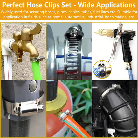 Forty Pack Beefy Built Adjustable Stainless Steel Hose Clamps 10 To 70mm Worm Gear Duct Pipe Clamp Heavy Duty Radiator Kit