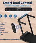 4 In 1 Foldable Walking Pad Treadmill With Incline And Remote Control showing smart dual control panel