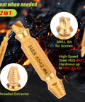 Easy Out Screw Extractor Set And Left Hand Drill Bit Kit for Stripped Screws and Damaged Bolts with Titanium Gold Finish