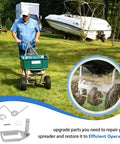 Man using Spreader Agitator Kit For Lesco 101186 091186 705699 High Wheel Fertilizer Spreader And 092807 Push Spreader Replacement