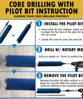 Front view: Blue 2-1/2 in dry diamond core drill bit with 1/2 in pilot-bit adapter for brick, 9.5 in depth, 5/8-11 arbor
