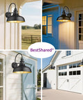 Collage of 11.4 Inch Dome Barn Light Wall Sconce With E26 Socket Weatherproof Anti Rust Exterior Lighting on farmhouse and garage exteriors