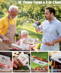Two men using Deluxe 35-Piece BBQ Tools Set For Men And Dad With Stainless Steel Grill Utensils at outdoor grill