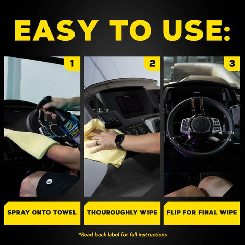 Easy steps to use Hybrid Ceramic All Surface Sealant For Marine And RV Use, Easy Spray Spread Wipe On UV Protection For Fiberglass.