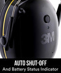 Close-up of WorkTunes Connect Hearing Protector With Bluetooth Wireless Tech And High Fidelity Sound 24 DB NRR Earmuffs in black.