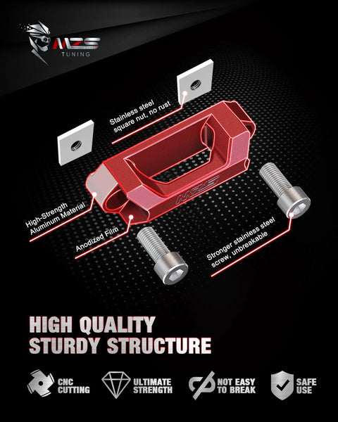 Built Tough T Track Tie Down Anchors For Truck Bed Rails And Tonneau Covers Rock Solid T Slot Cleats in vibrant red aluminum with components.