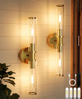 Battery Operated Wireless Wall Sconces With Remote 2 Pack Gold Dimmable Glass Wall Lights With Timer Rechargeable 8000mAh Battery