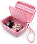 Dope Pink Hard Shell Camera Travel Case Straight Up Built To Shield Your Waterproof Toy Action Cams And Video Recorders While Keeping Loose Mounts Straps And Chargers Packed Tight, showing open case with camcorder and mounts.