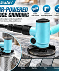 Heavy Duty Pneumatic Angle Grinder Four Inch Rotary Polisher With Oil Port And Filtered Air Inlet spins quick at thirteen thousand rpm for edge grinding stone.